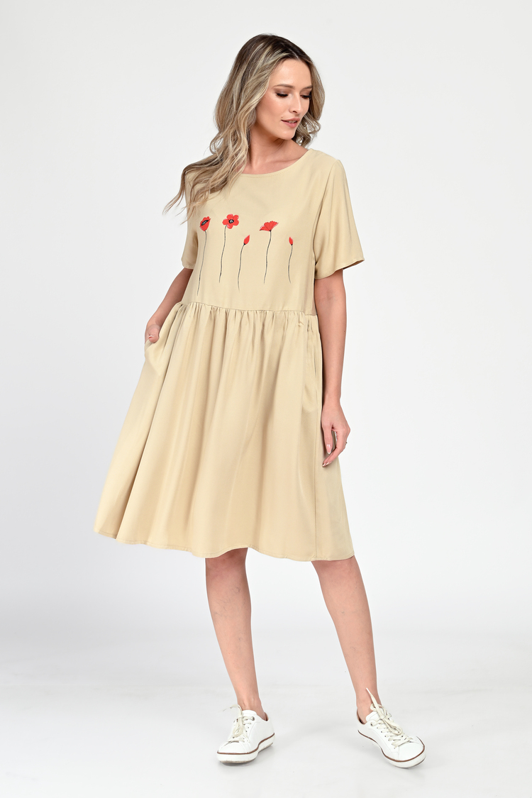 Rochie Medie Dama, Casual, Bej V308 - 4 | YEO